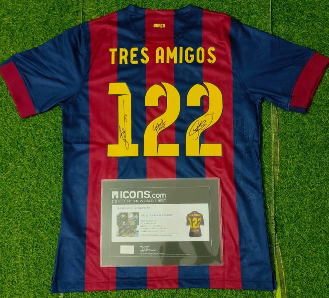 14-15 바르셀로나 MSN 아이콘즈 인증 사인 유니폼 판매 상품이미지1