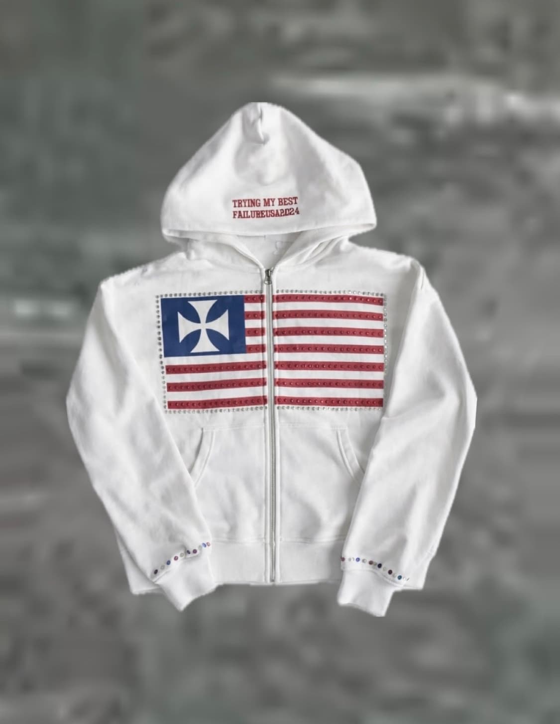 성조기 큐빅 후드집업 상품이미지1