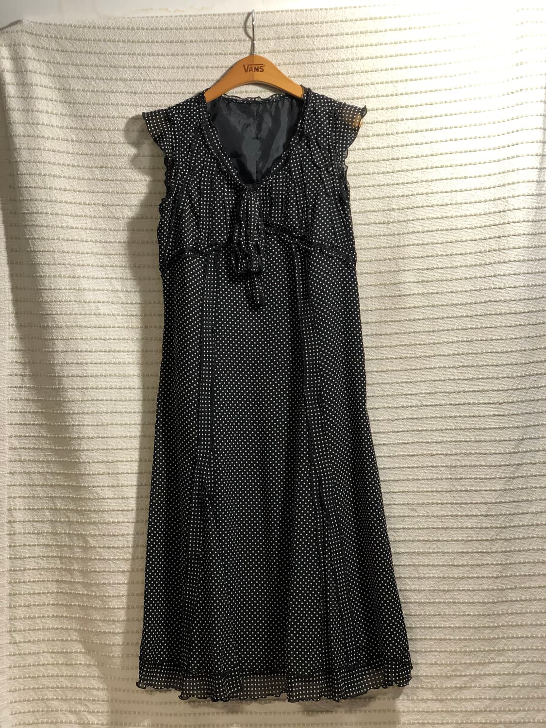 일본 빈티지 블랙 땡땡이 도트 패턴 모리걸 롱 원피스 상품이미지1