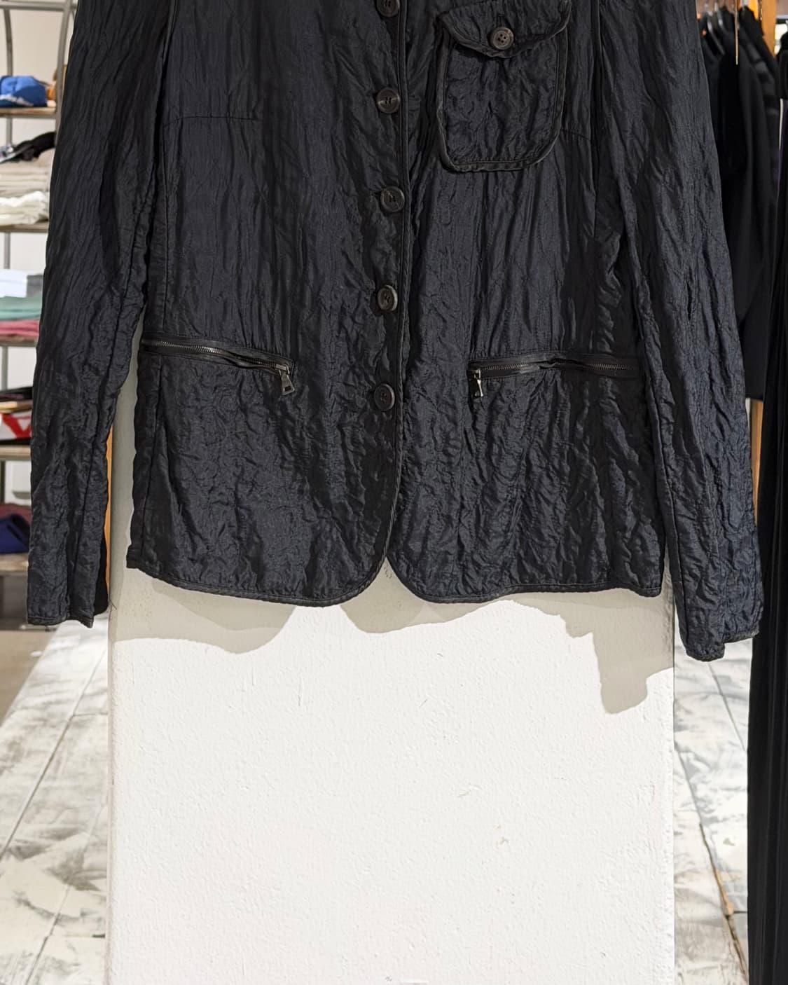 프라다 블랙 실크 버튼 자켓 상품이미지5