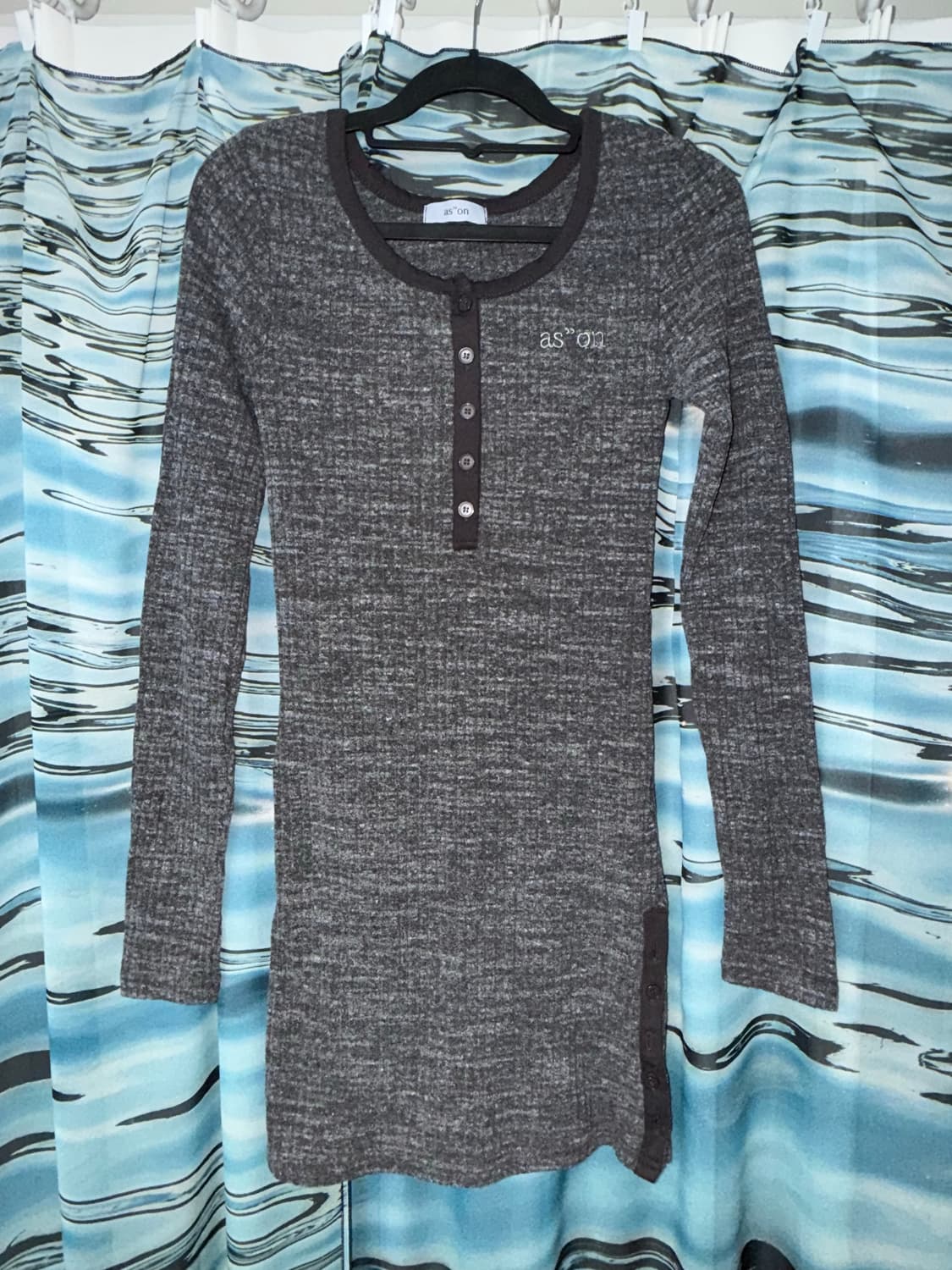 ason 애즈온 LIBBED COMBI MINI DRESS 차콜 상품이미지6