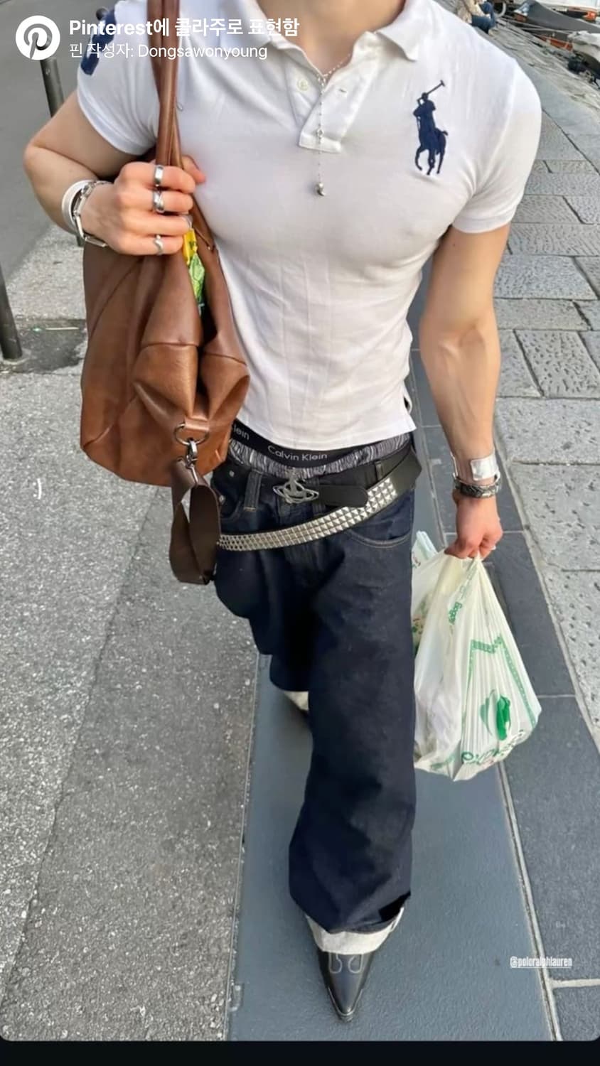폴로 빅포니 반팔 화이트 카라 티셔츠 상품이미지2