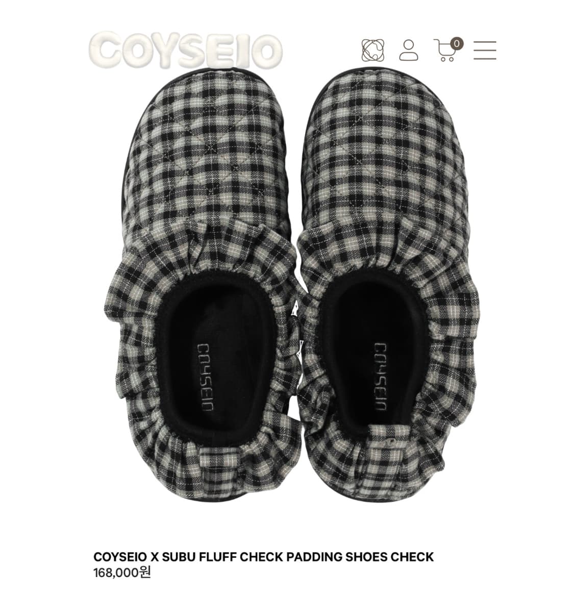 [1] 코이세이오 X 스부 체크 패딩 슈즈 상품이미지1