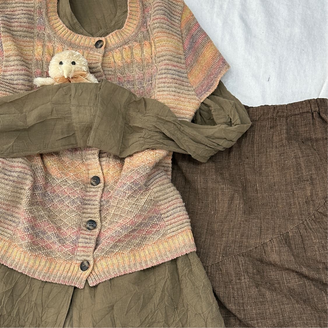 🥯하구미의 가을 그런지 룩 코디세트🥯 히피 니트 셔츠 롱 스커트  상품이미지2