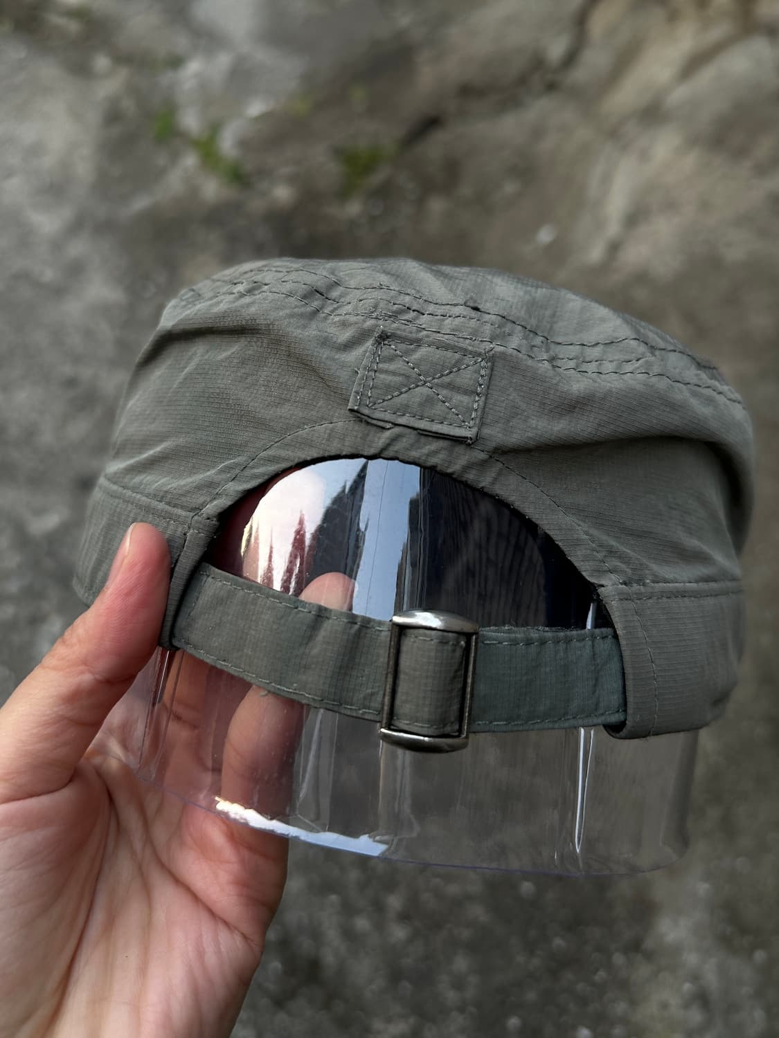 Vintage khaki zipper detail nylon cap  상품이미지2