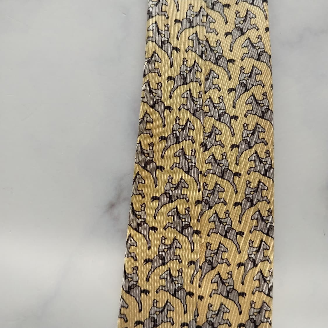 에르메스 실크 옐로우 승마 모티브 넥타이 9.5cm A-등급  K1329 상품이미지10