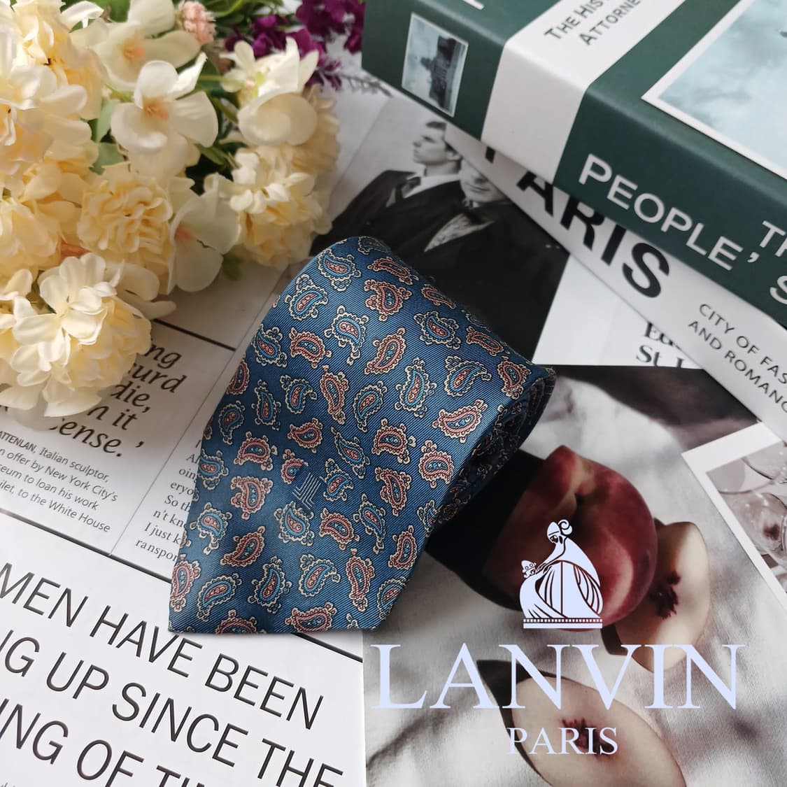 랑방 실크 네이비 페이즐리 넥타이 8.5cm A~B등급 E871 상품이미지1