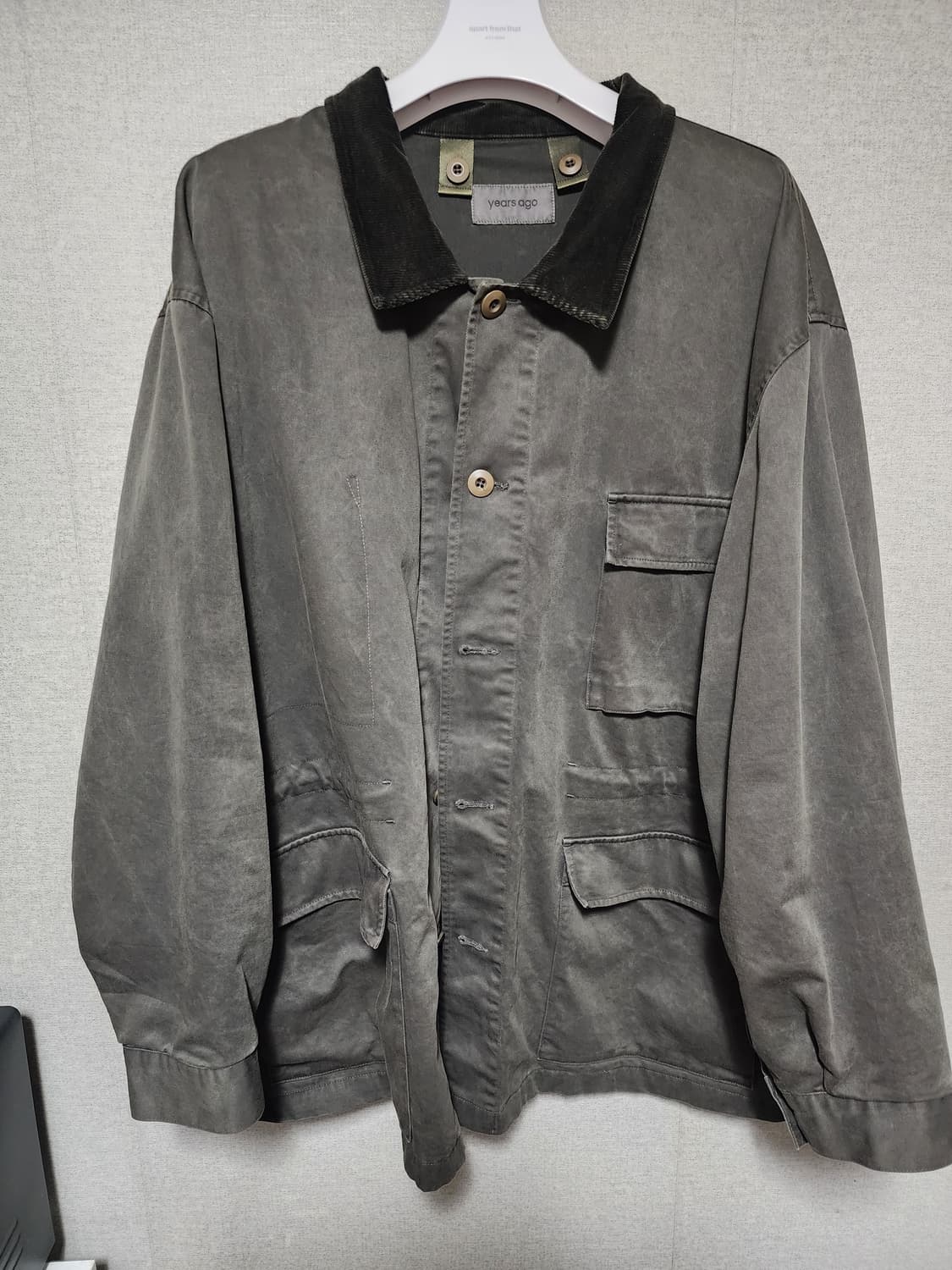 [3,L] 이얼즈어고 페이디드 코튼 드릴 밀자켓 오버다이드 카키 상품이미지2