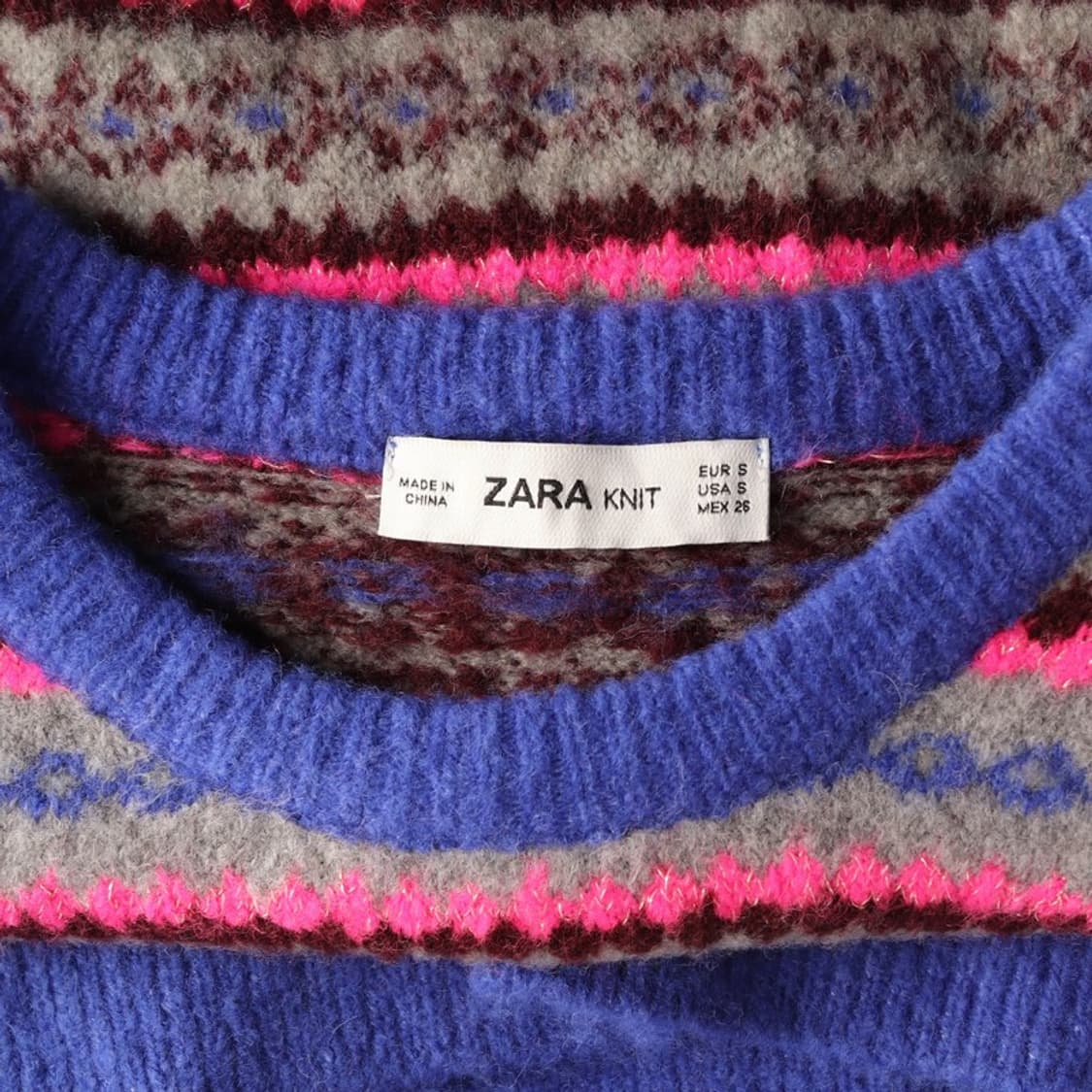 ZARA 멀티 컬러 자카드 스트라이프 니트 스웨터 S 상품이미지5