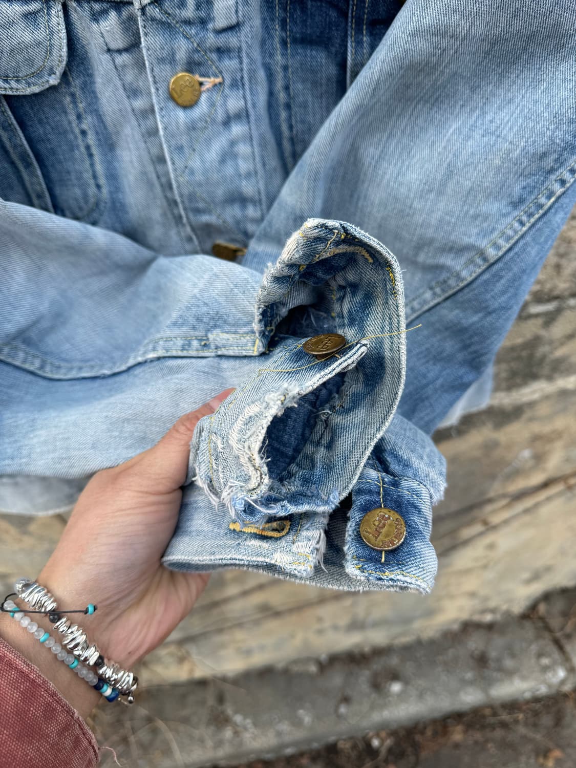 70s lee 빈티지 하드페이딩 101-j 워싱 데님 트러커 자켓 상품이미지8