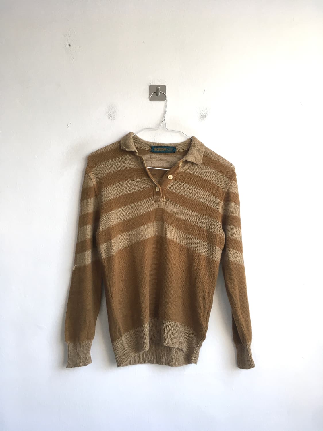 -jpn vintage camel stripe button knit 상품이미지4