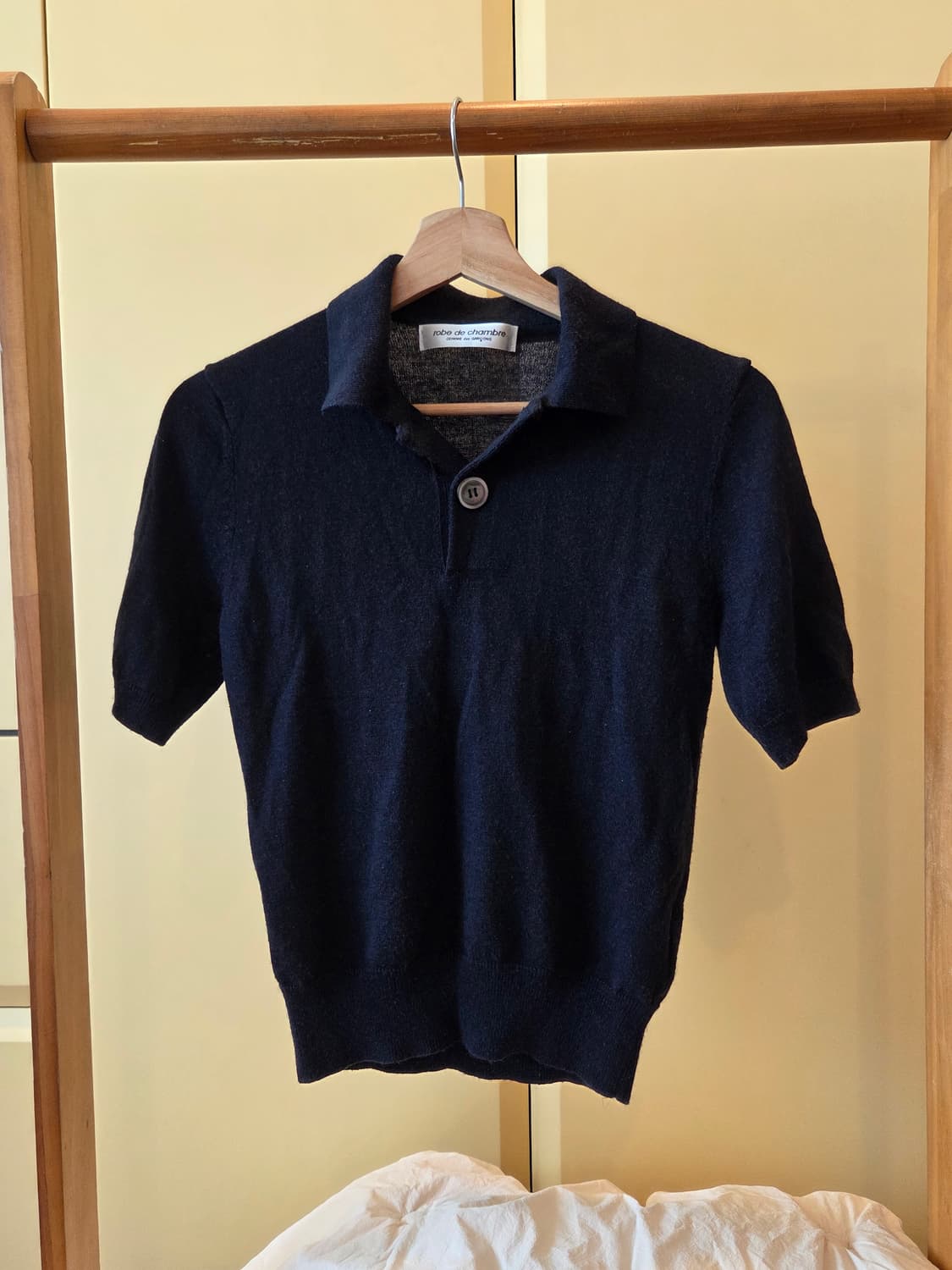 꼼데가르송 robe de chambre 남색 카라 반팔 니트 상품이미지1