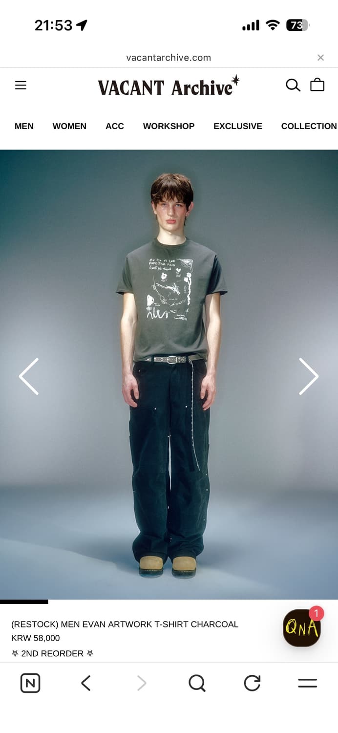 MEN EVAN ARTWORK T-SHIRT CHARCOAL 상품이미지1