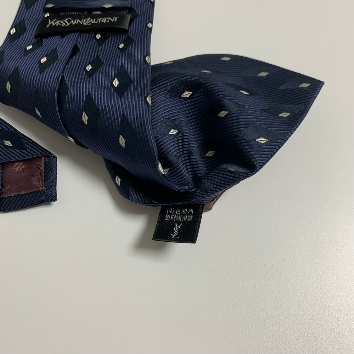 입생로랑 기하학적패턴 100실크 명품넥타이 네이비 A+등급 상품이미지7