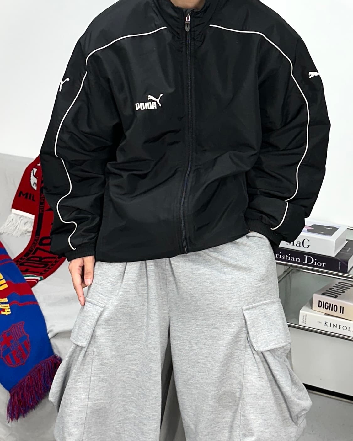 푸마 올드스쿨 블랙 파이핑 바람막이 2XL 상품이미지2