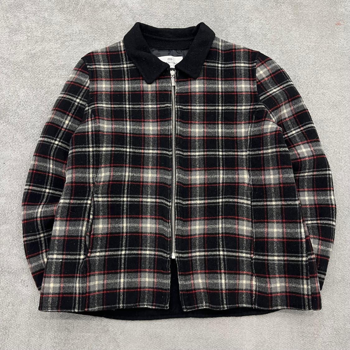 100 발레시아가 체크 카라 자켓 상품이미지1