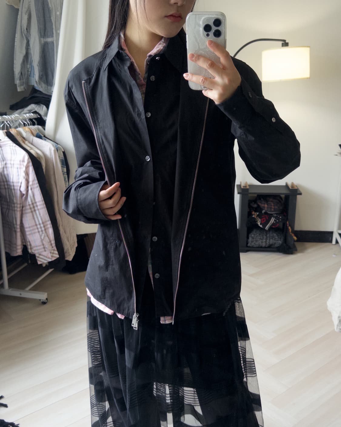 [DIESEL] black shirts layered zip-up 상품이미지3