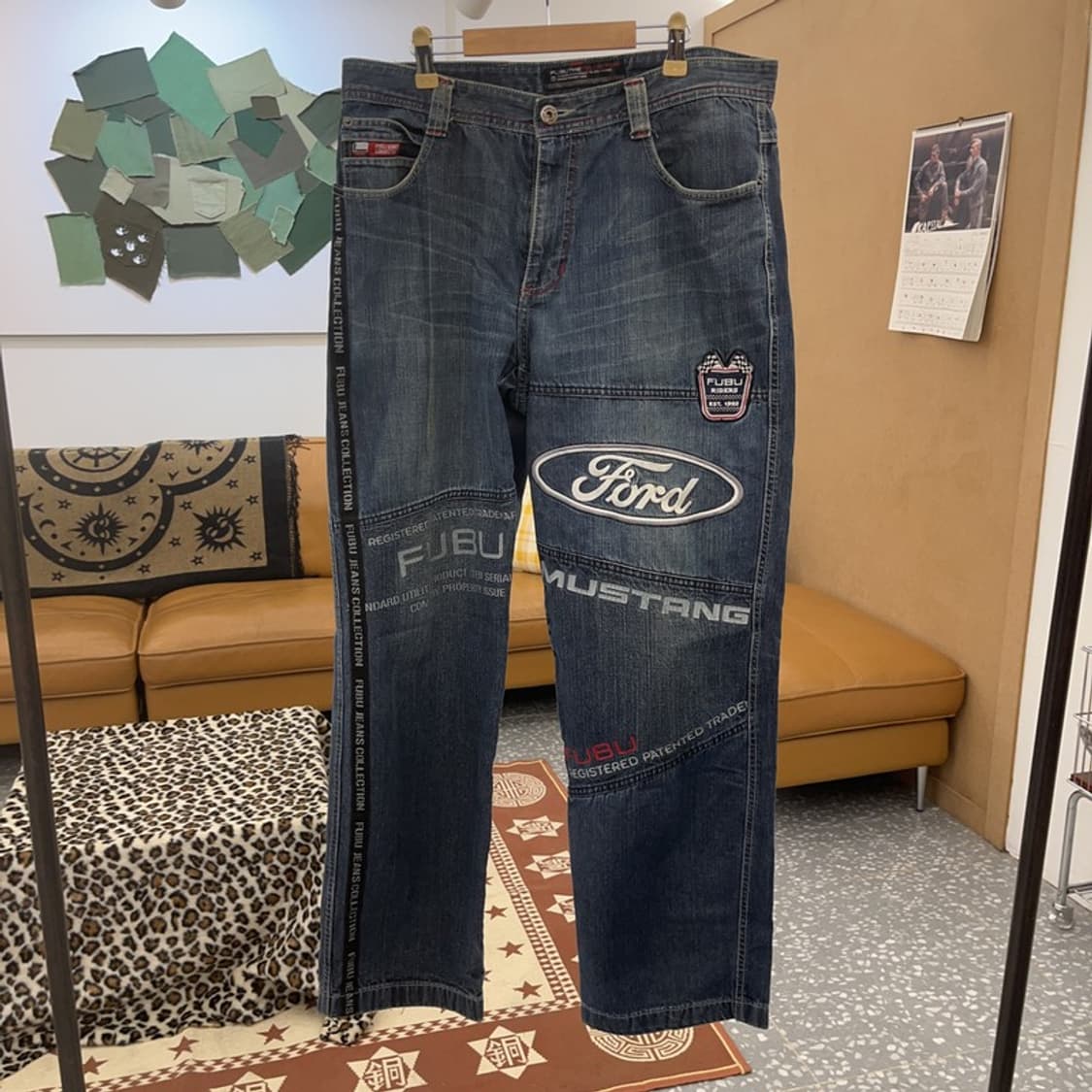 푸부 포드 머스탱 키치 스트릿 힙합 데님팬츠 34인치 C08795 상품이미지3