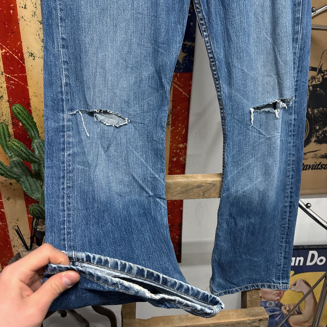 00s 리바이스 501 유럽라인 빈티지워싱 데미지 진 버튼플라이 N662 상품이미지4