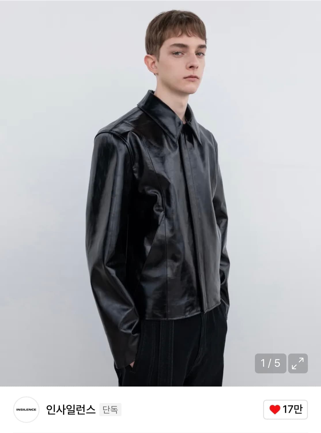 인사일런스 블랙 레더자켓 L 판매 상품이미지1