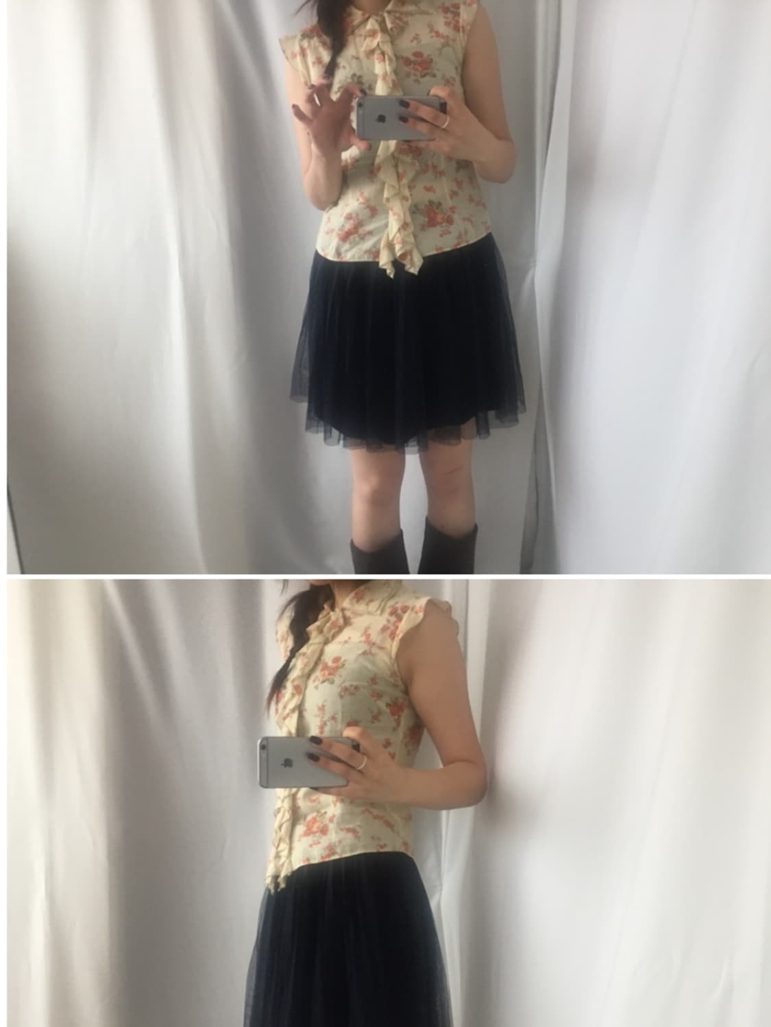 (급처)빈티지 플라워 프릴 민소매 블라우스 상품이미지6