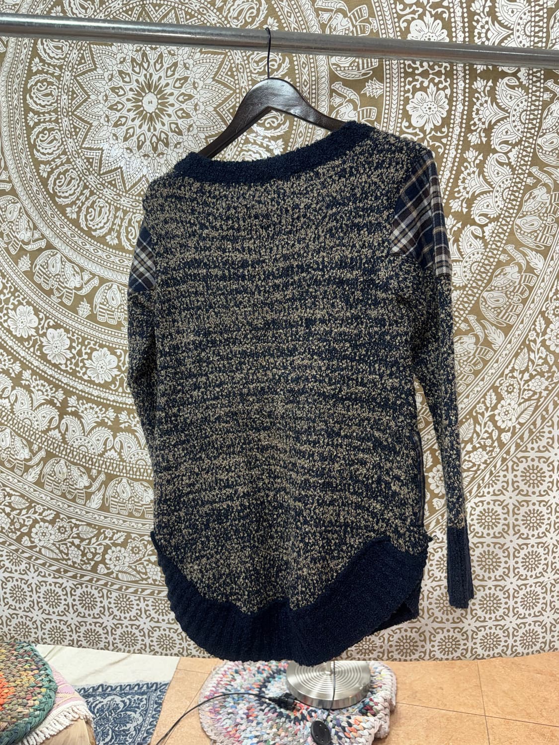 빈티지 여성 체크패치 라운드 니트  상품이미지6