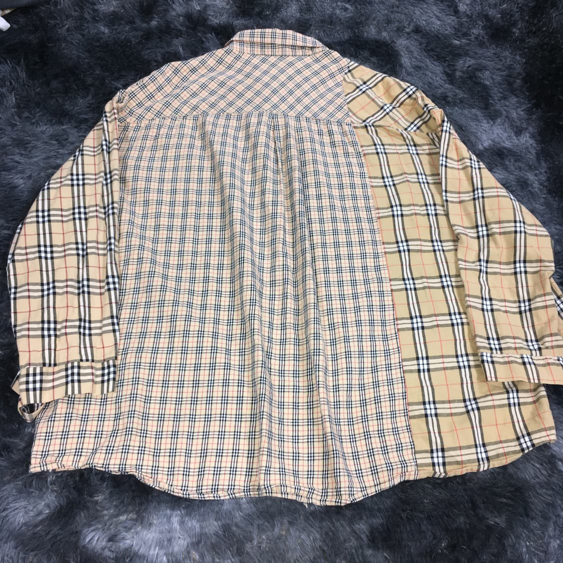 투티/0395 AJOBYAJO 오버핏 노바 체크 셔츠 패치 워크 패턴 상품이미지2