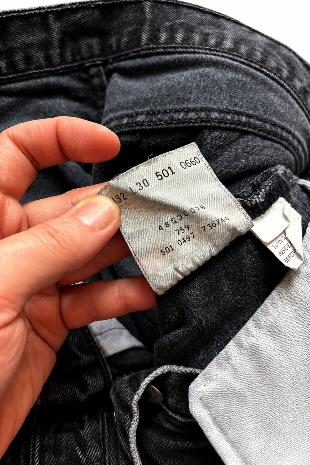 90's 리바이스 501 워싱 블랙 데님 30~31" USA MADE 상품이미지7