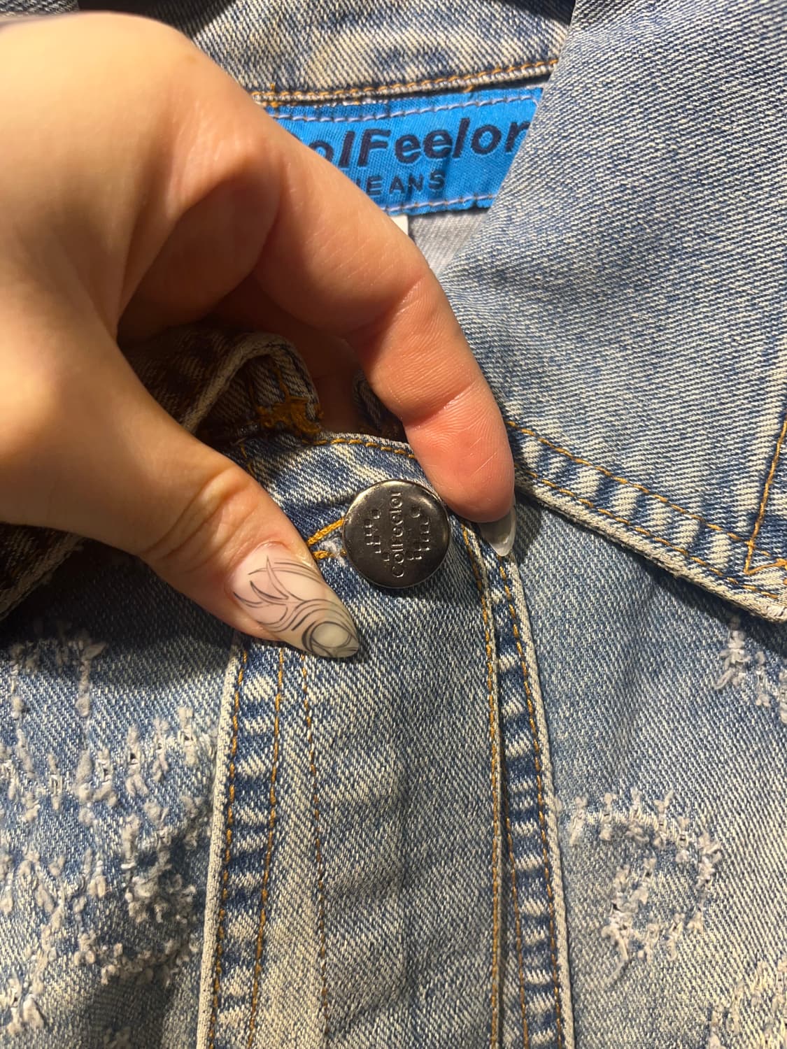 빈티지 플라워 패턴 데님 자켓 상품이미지4