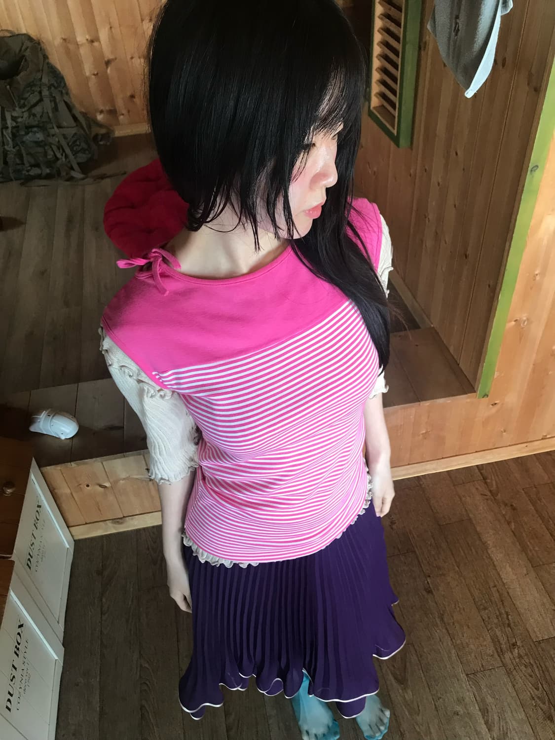 vintage stripe pink sleeveless 상품이미지1