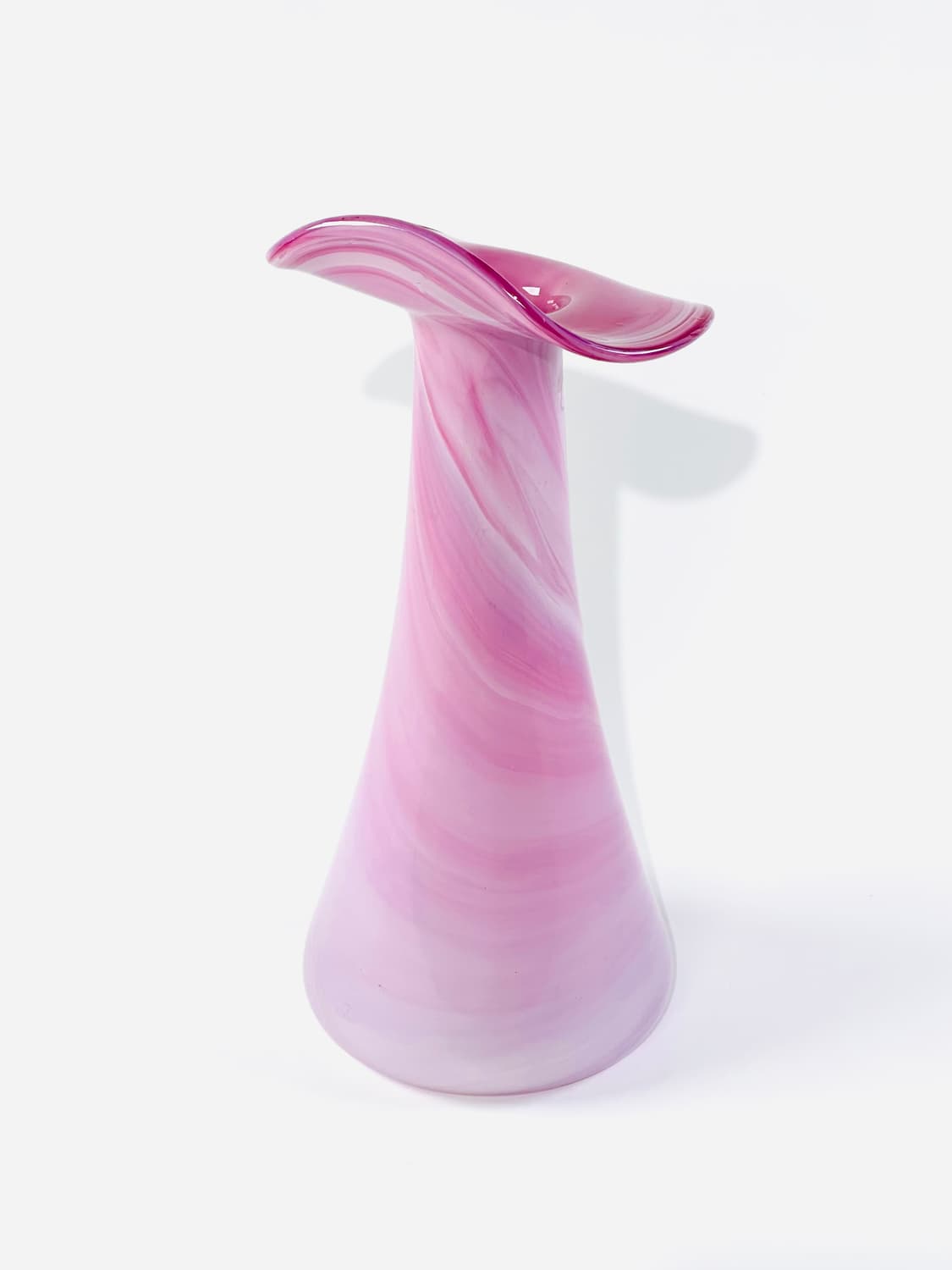 독일 빈티지 핸드블로운 아트글라스 칼라릴리 핑크 마블 화병 상품이미지4