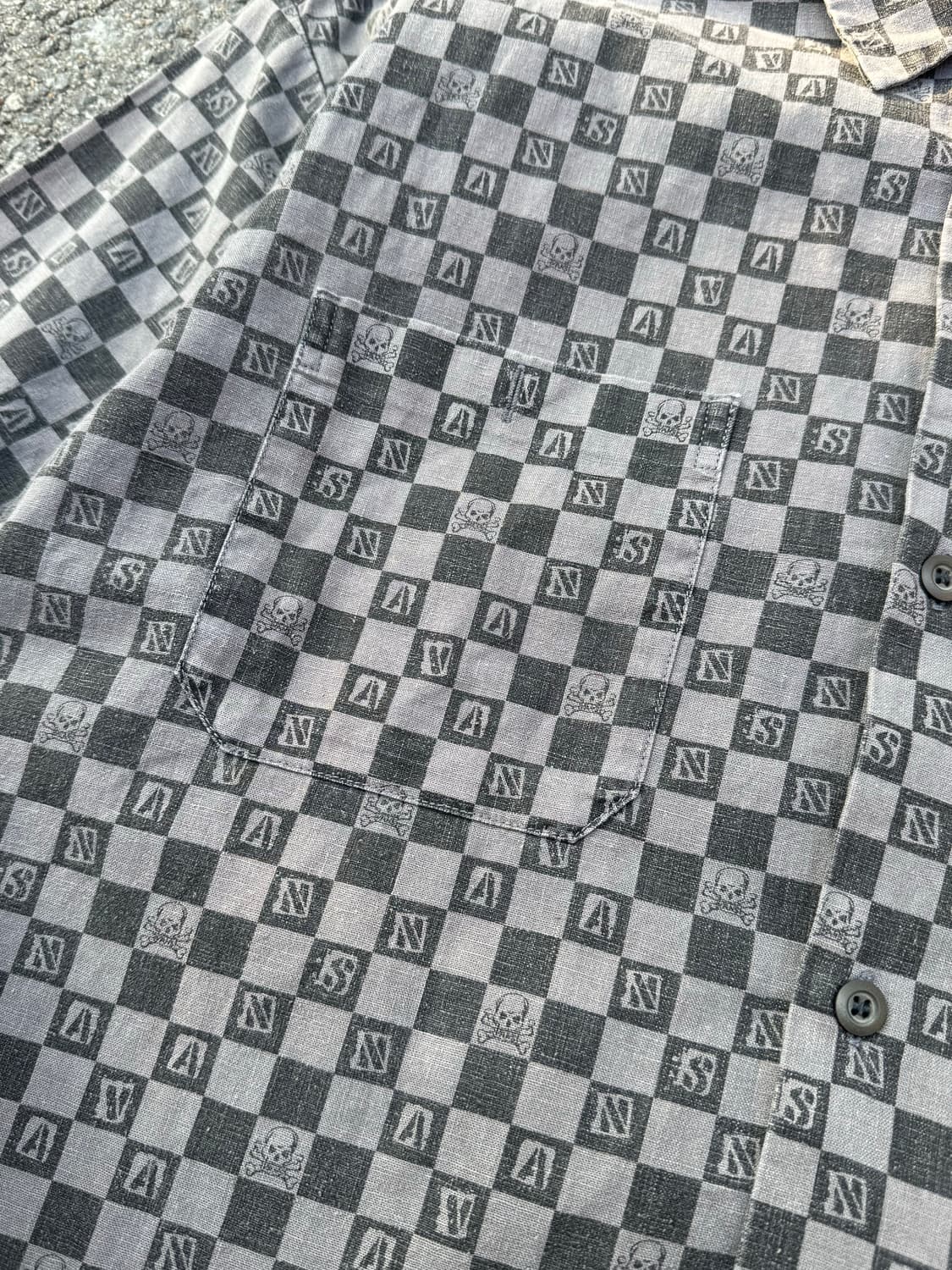 반스 스컬 체커보드 반팔 셔츠  상품이미지5