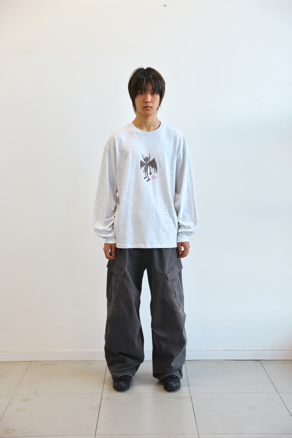 해칭룸 롱슬리브 Devil Tee 1% M.Grey, 4(L) 사이즈 상품이미지2