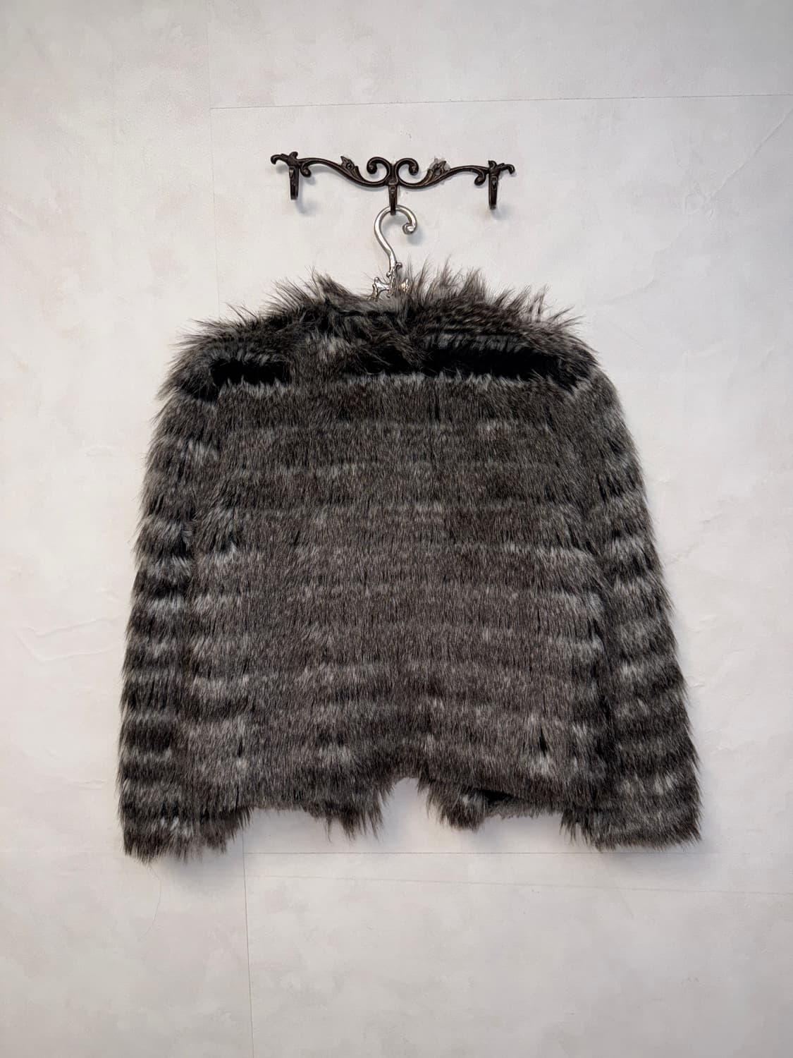 Mixed gray grunge faux fur jacket  상품이미지3