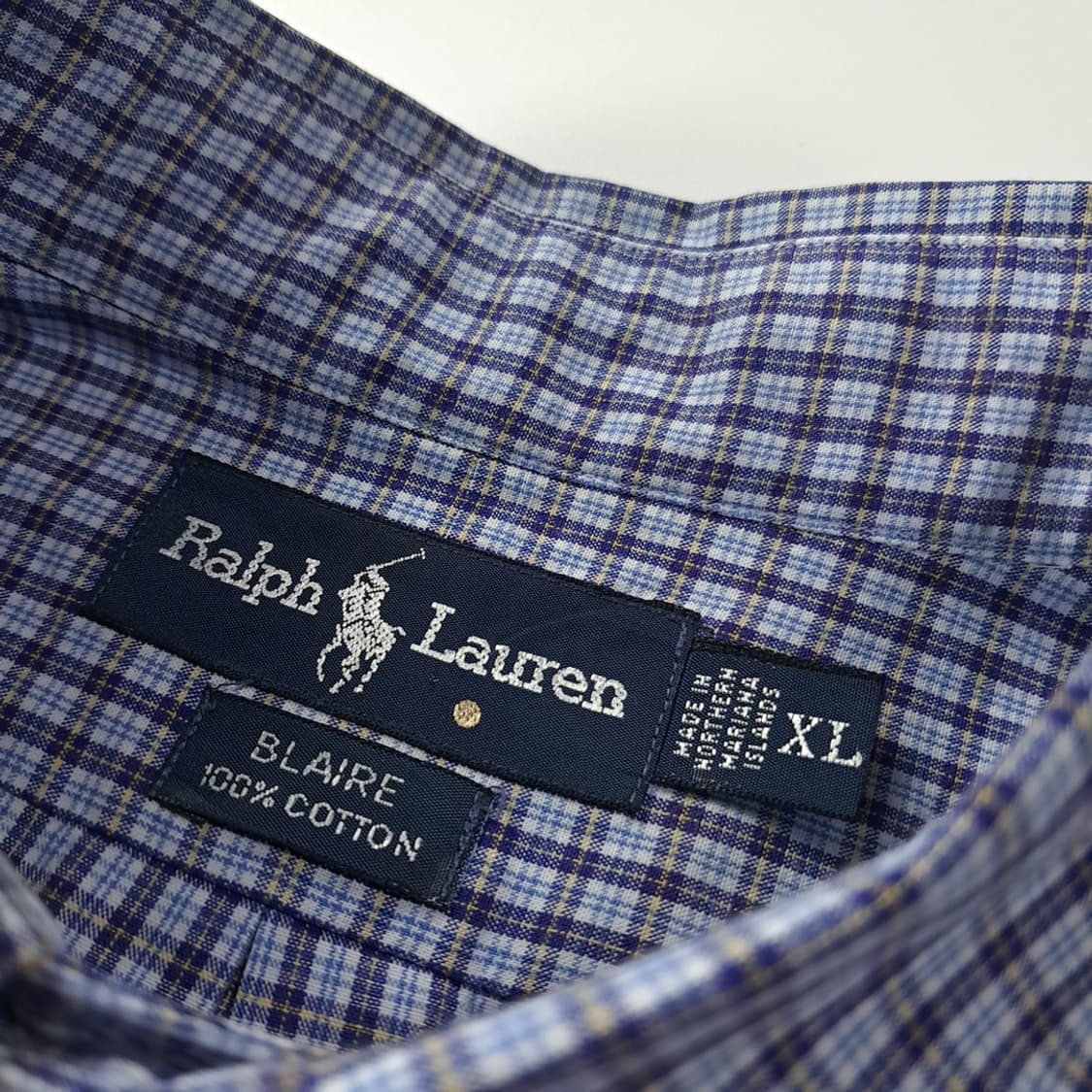 CK263 XL 폴로 90s 미국판 블레어 스몰 타탄체크 블루 셔츠 남 상품이미지3