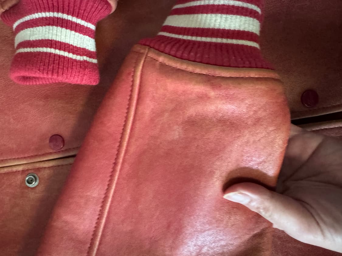 슈프림 원 자켓 레더 바시티 레드 M 상품이미지6