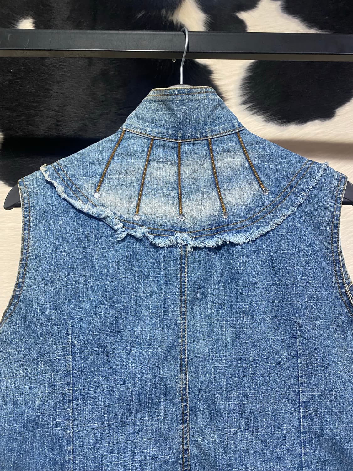 Japanese vtg 큐빅 디테일 그런지 데님 베스트 상품이미지7