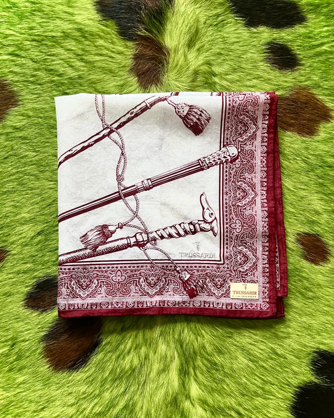 1980-90s Old TRUSSARDI Bandana Scarf 상품이미지4