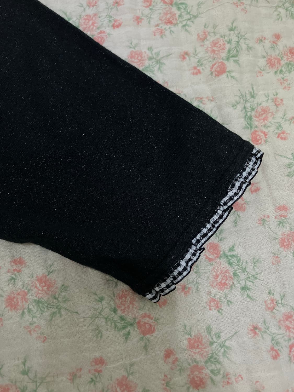 빈티지 레이스 펄 블랙 반팔 1104 모리걸 y2k 스트릿 갸루 펑키 일 상품이미지7