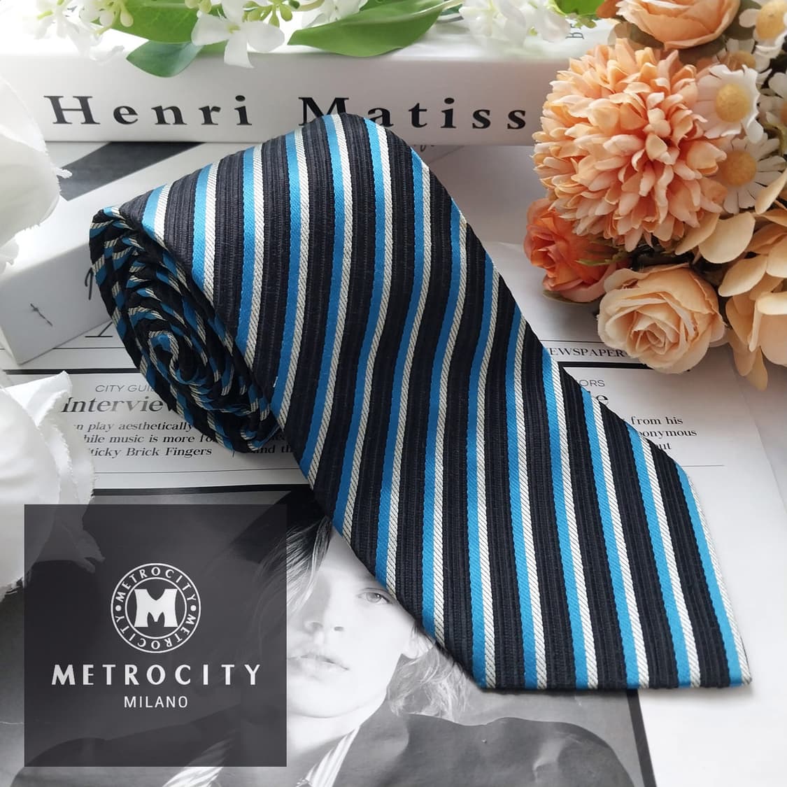 메트로시티 실크 블루 스트라이프 넥타이 8.7cm A+등급 K2111
 상품이미지2