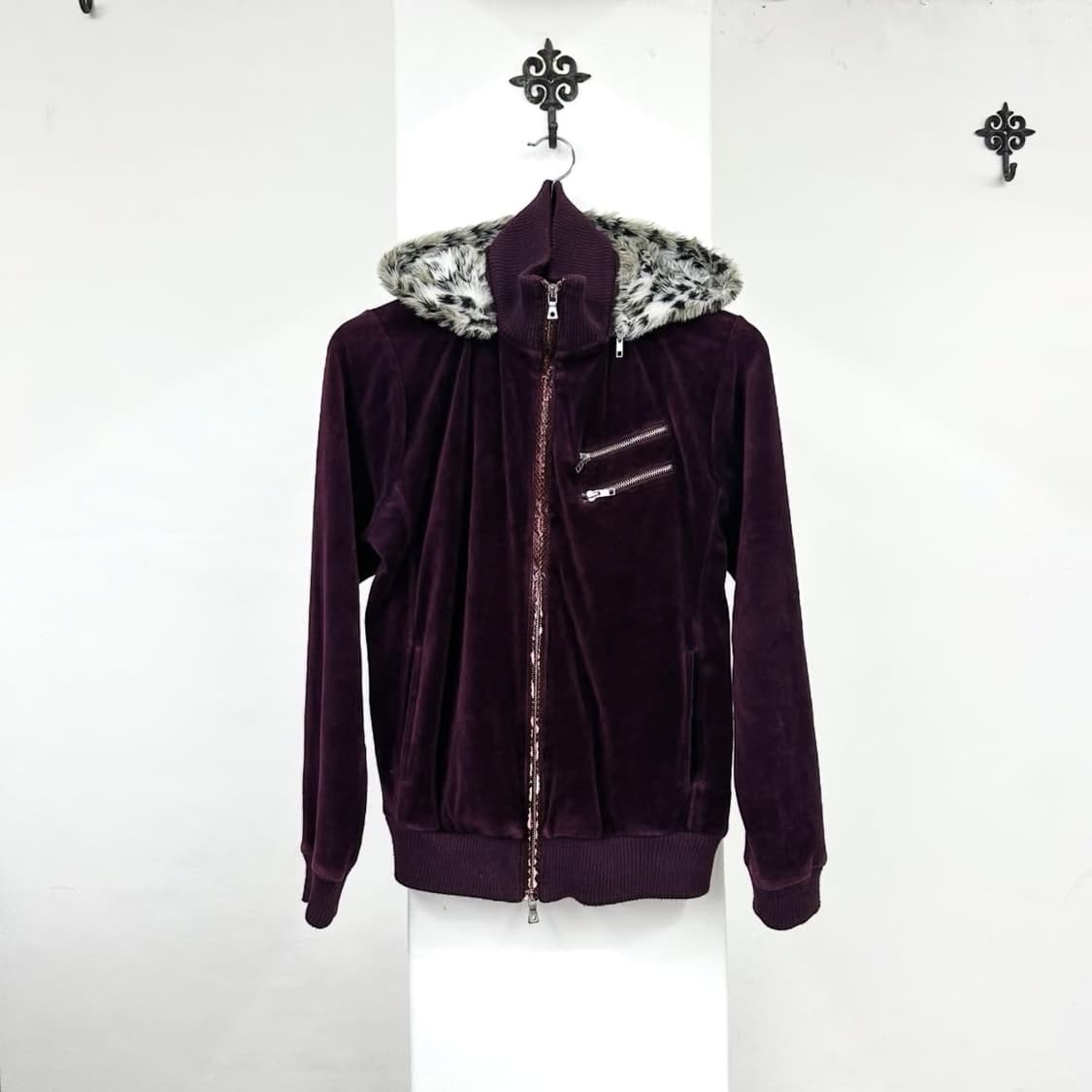 Semantic design burgundy leopard hoodie 상품이미지1