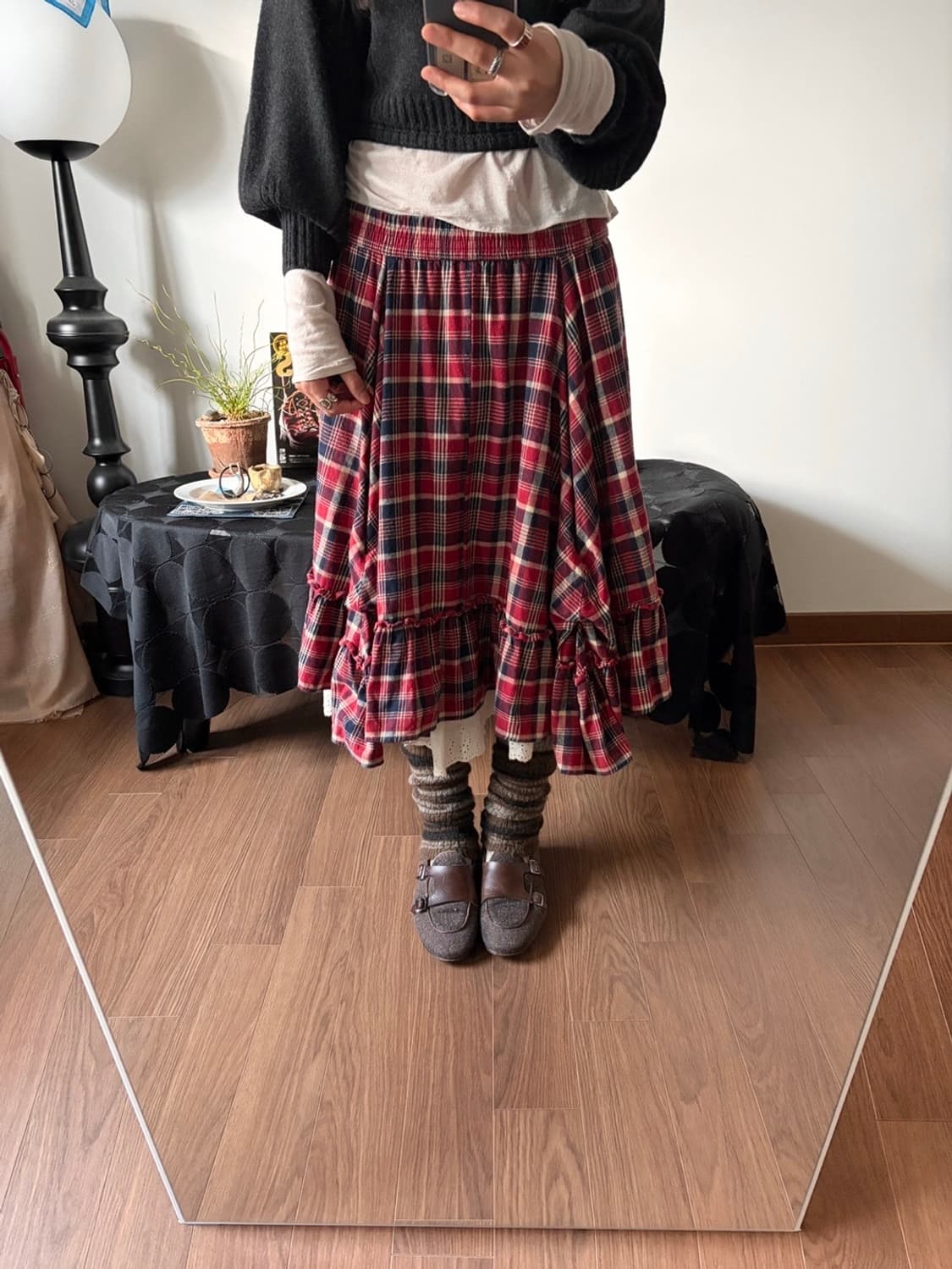 layered check patterned skirt 상품이미지3