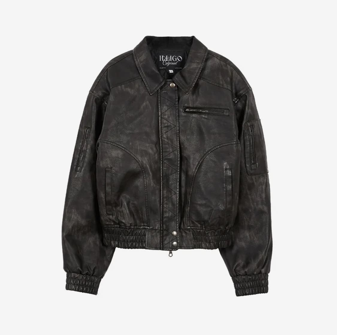 일리고 워시드 레더 봄버 자켓 상품이미지1