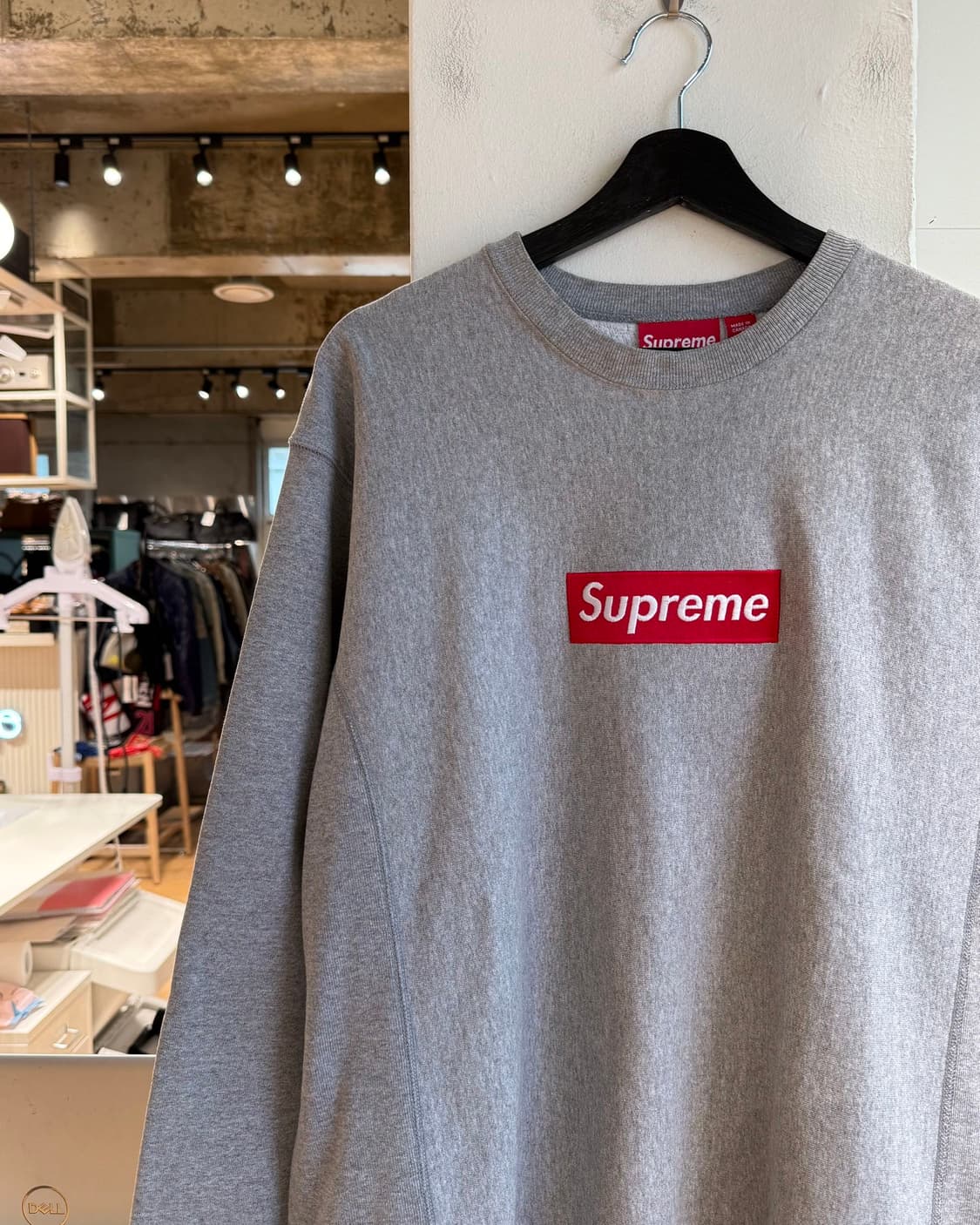 슈프림 그레이 박스 레드로고 크루넥 스웻 셔츠  상품이미지4