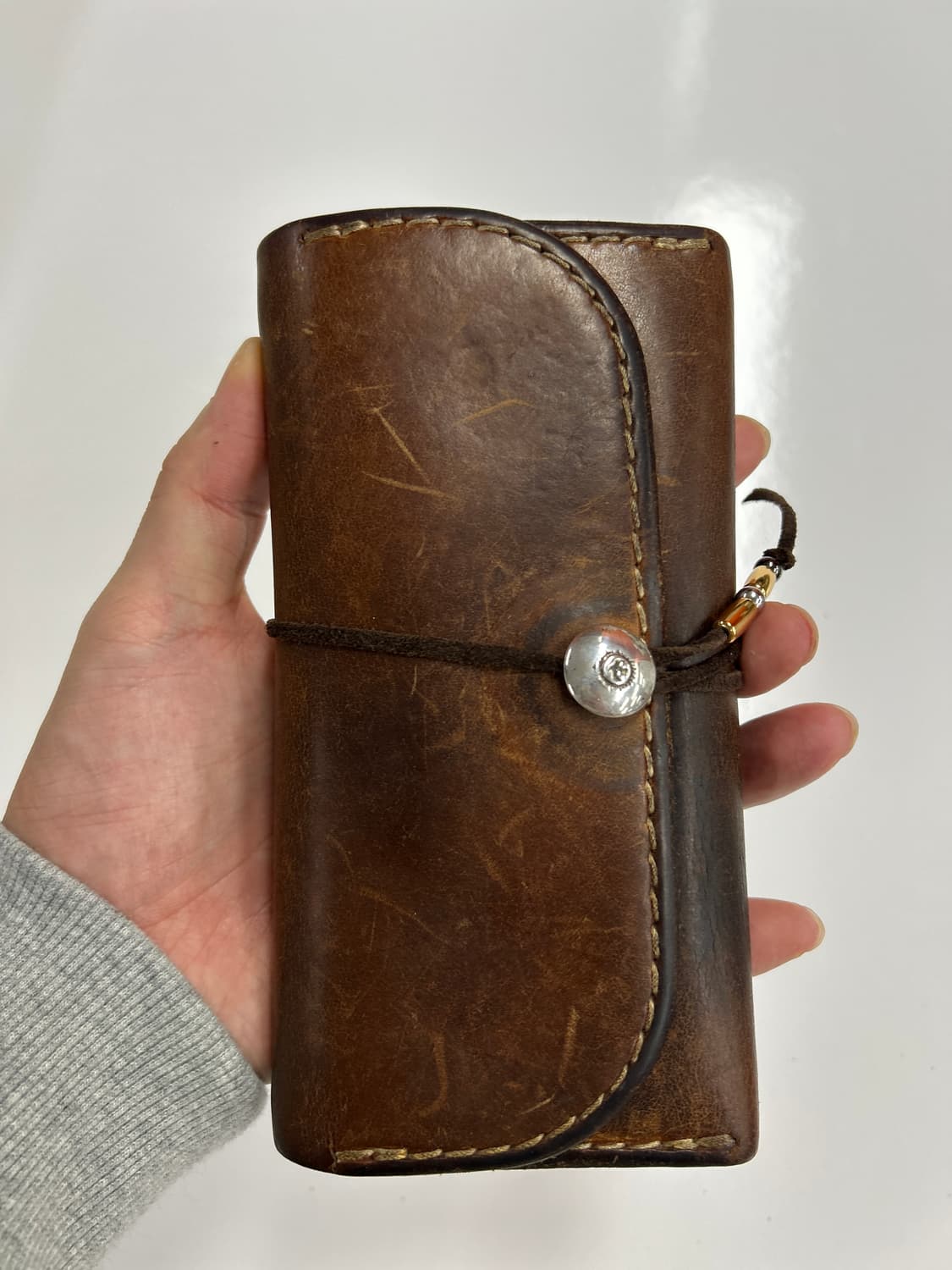 GOROS 고로스 네츄럴 브라운 새들레더 이글콘초 중지갑 상품이미지2