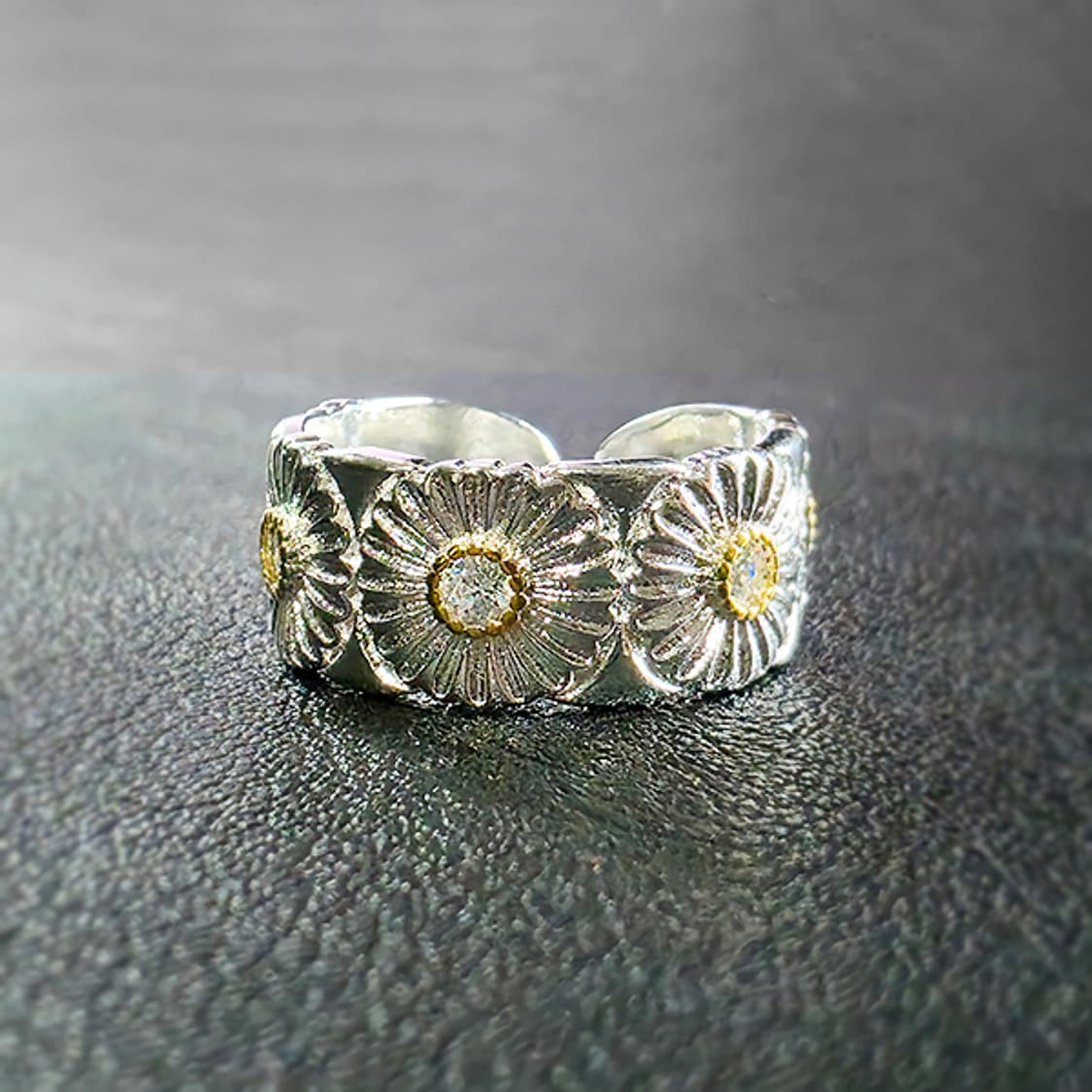gd 꽃 데이지 실버 남자 엔틱 빈티지 명품 플라워 지디 반지 상품이미지1