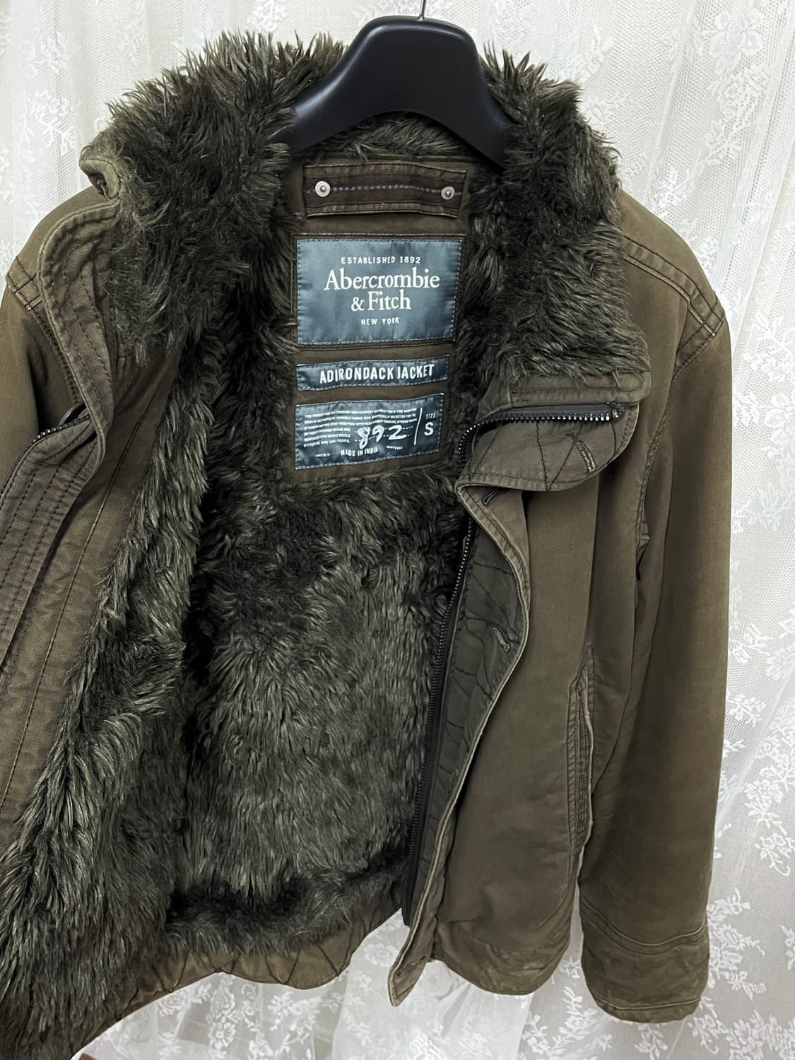 S) 아베크롬비 아디론덱 퍼 안감 자켓 카키브라운 상품이미지4