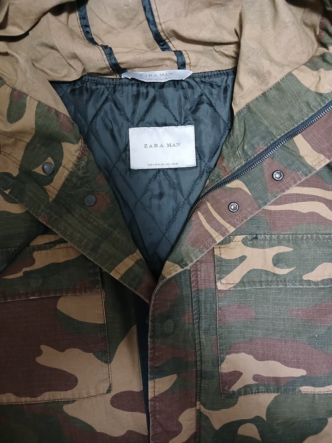 자라맨 밀리터리 카모 야상 후드 자켓 상품이미지2