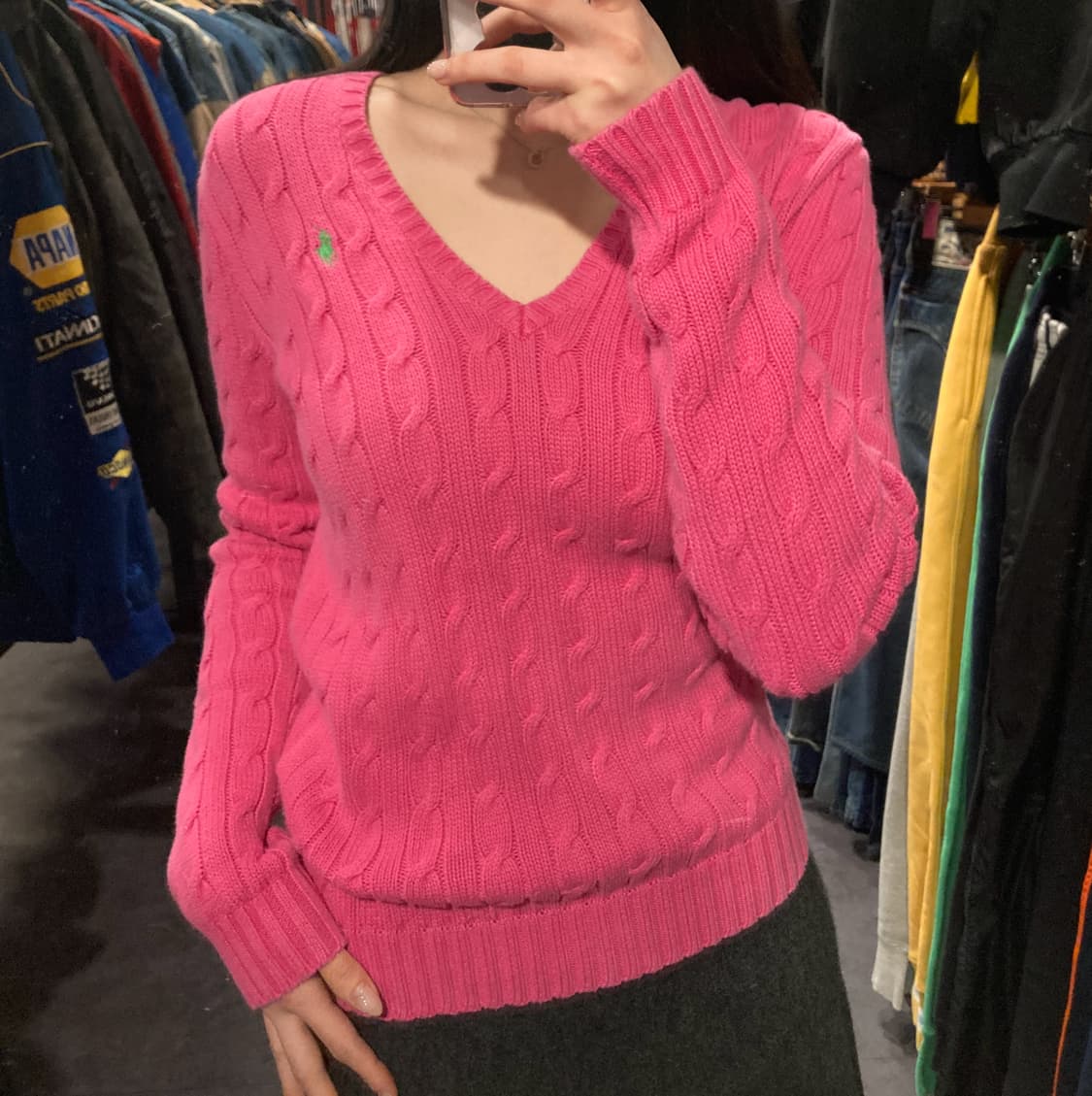 [IM] 폴로 랄프로렌 스포츠 케이블 브이넥 니트 핑크 상품이미지5
