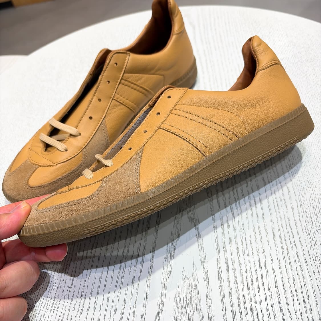 (정품/새상품) 리프로덕션 오브 파운드 남성 베이지 독일군 레더 스니커즈 상품이미지2